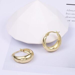 New Gold Plated Cubic Zirconia Hinged Hoop Earrings Hoop Earrings